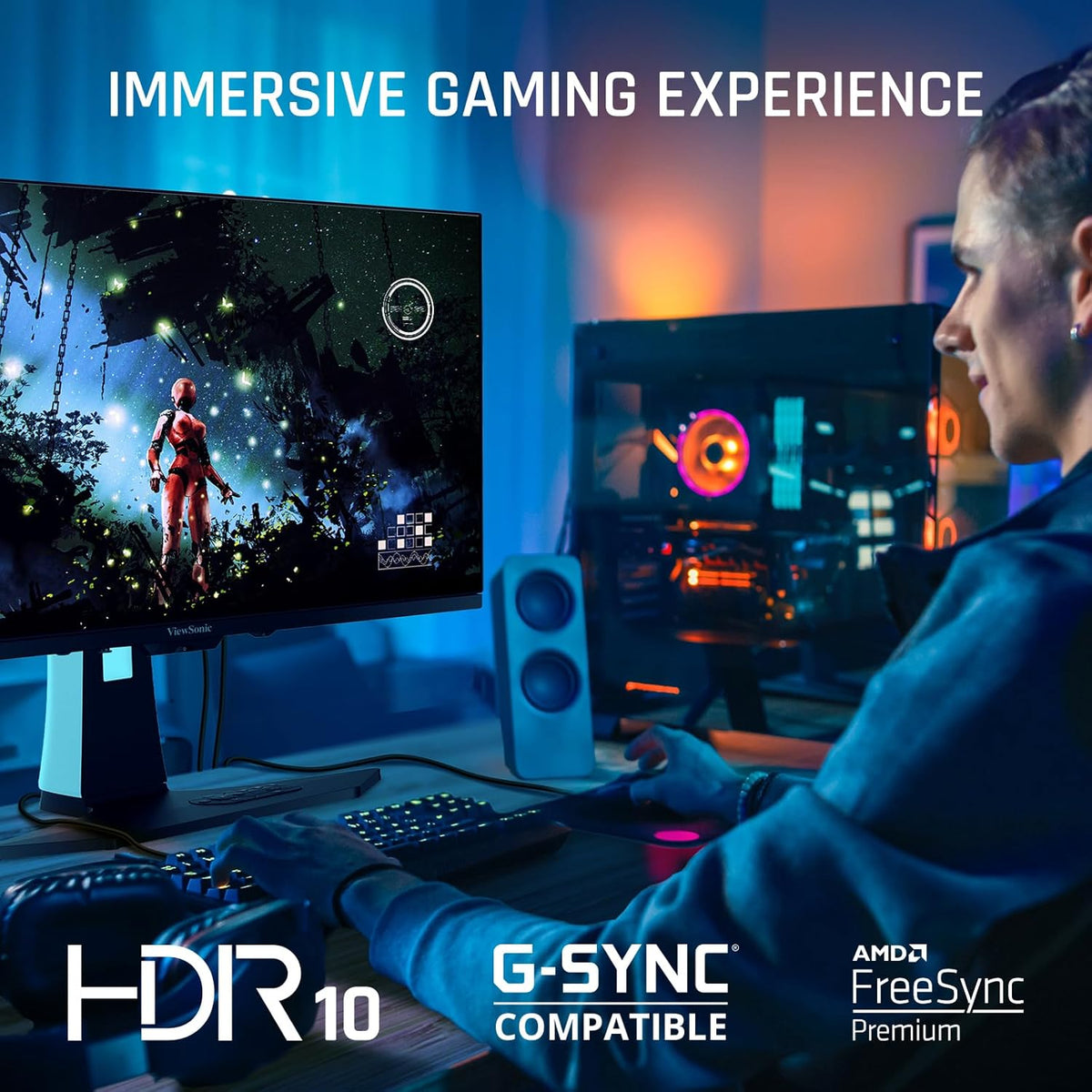 ViewSonic XG272-2K-OLED 27 Inch 1440p 240Hz OLED Ergonomic White Gaming Monitor with up to 0.01ms, FreeSync Premium, G-Sync Compatibility, RGB, and USB-C, HDMI v2.1, DP Inputs