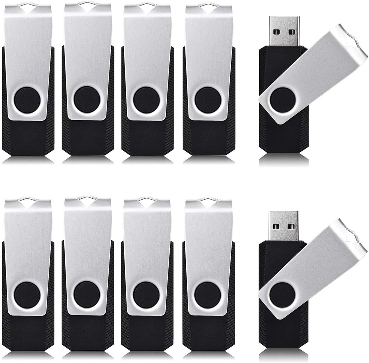 Aiibe 16 GB Flash Drive 10 Pack Bulk 16GB USB Flash Drives 2.0 USB Stick Thumb Drive USB Drive Pack, Black