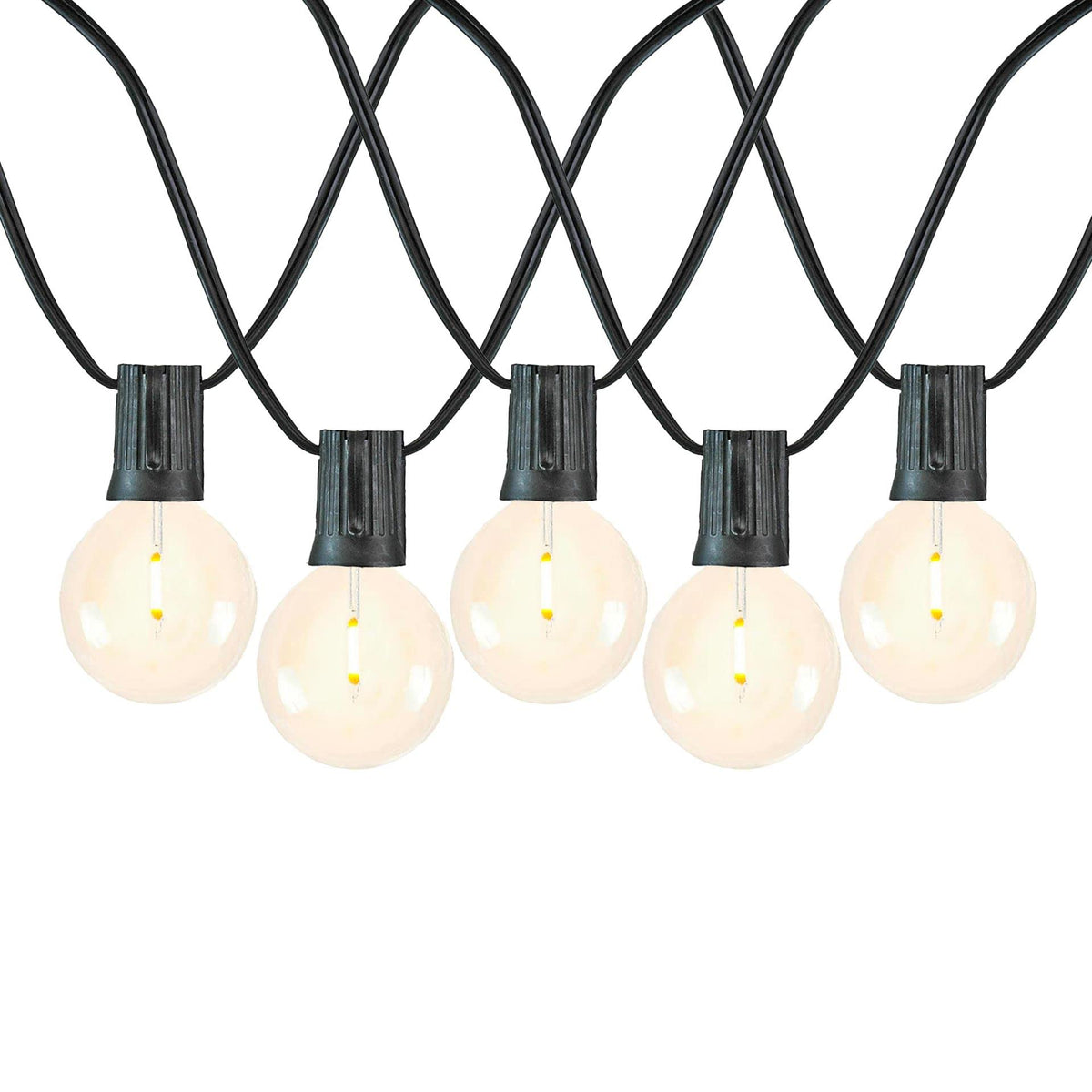 Novelty Lights 50 Feet G50 LED Patio String Light Set with 50 Bulbs, Warm White, Weather Resistant and Shatterproof Replaceable Plastic Globe Bulbs