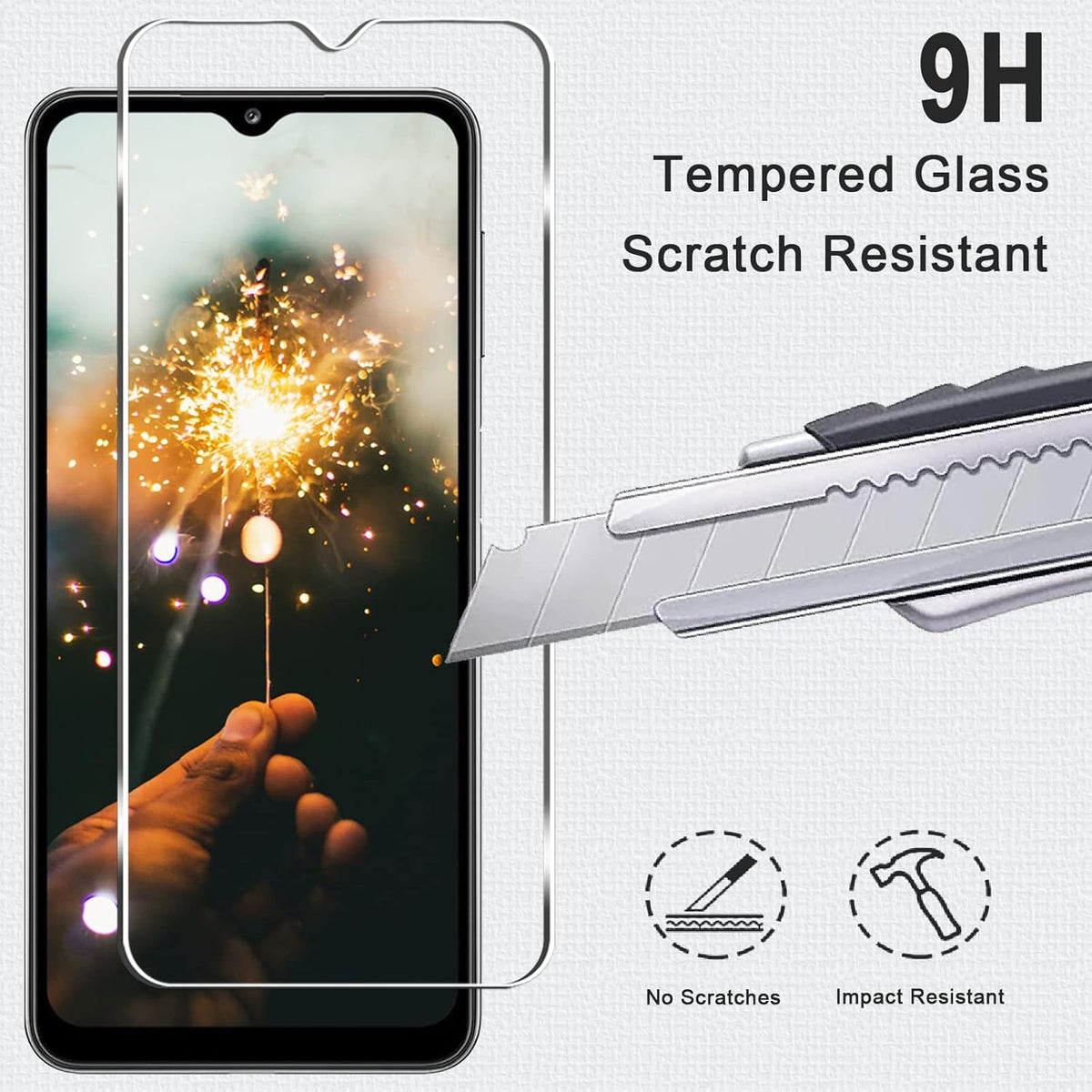 [3+3 Pack] Screen Protector + Camera Lens Protector for Galaxy A32 5G, 9H Hardness Tempered Glass, Scratch Resistant,