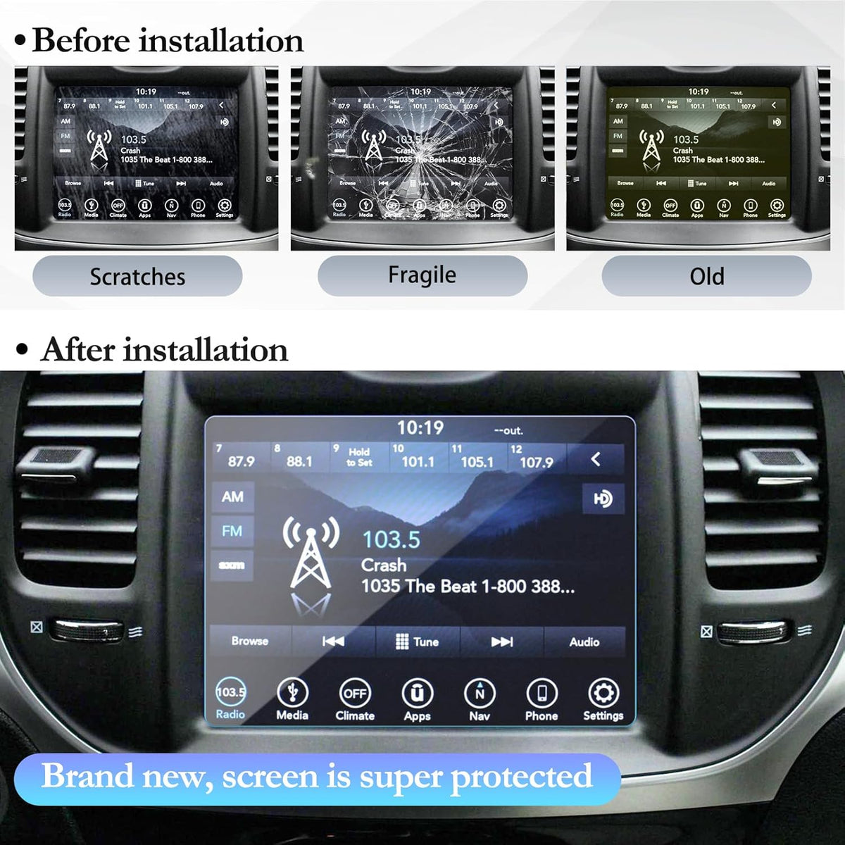SKTU Screen Protector for 2011-2023 Chrysler 300 Uconnect 8.4 Inch Navigation Display, Tempered Glass Anti-Glare