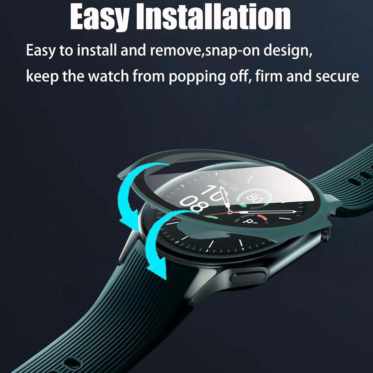 Lamshaw Hard PC Case for OnePlus Watch 2 with Screen Protector, Compatible Smartwatch Case (2 Pack-Black+Green)