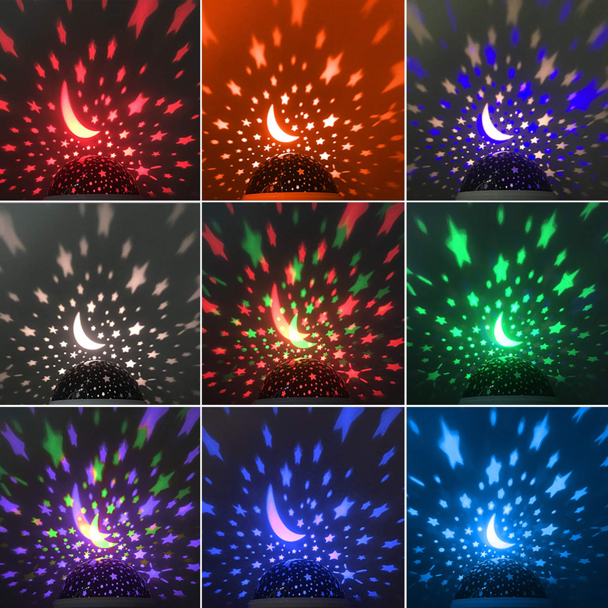 RICTLY Night Light for Kids, Kids Night Light Nebula 360 Degree Rotation - 4 LED Bulbs 12 Light Color Star Projector Changing with USB Cable, Romantic