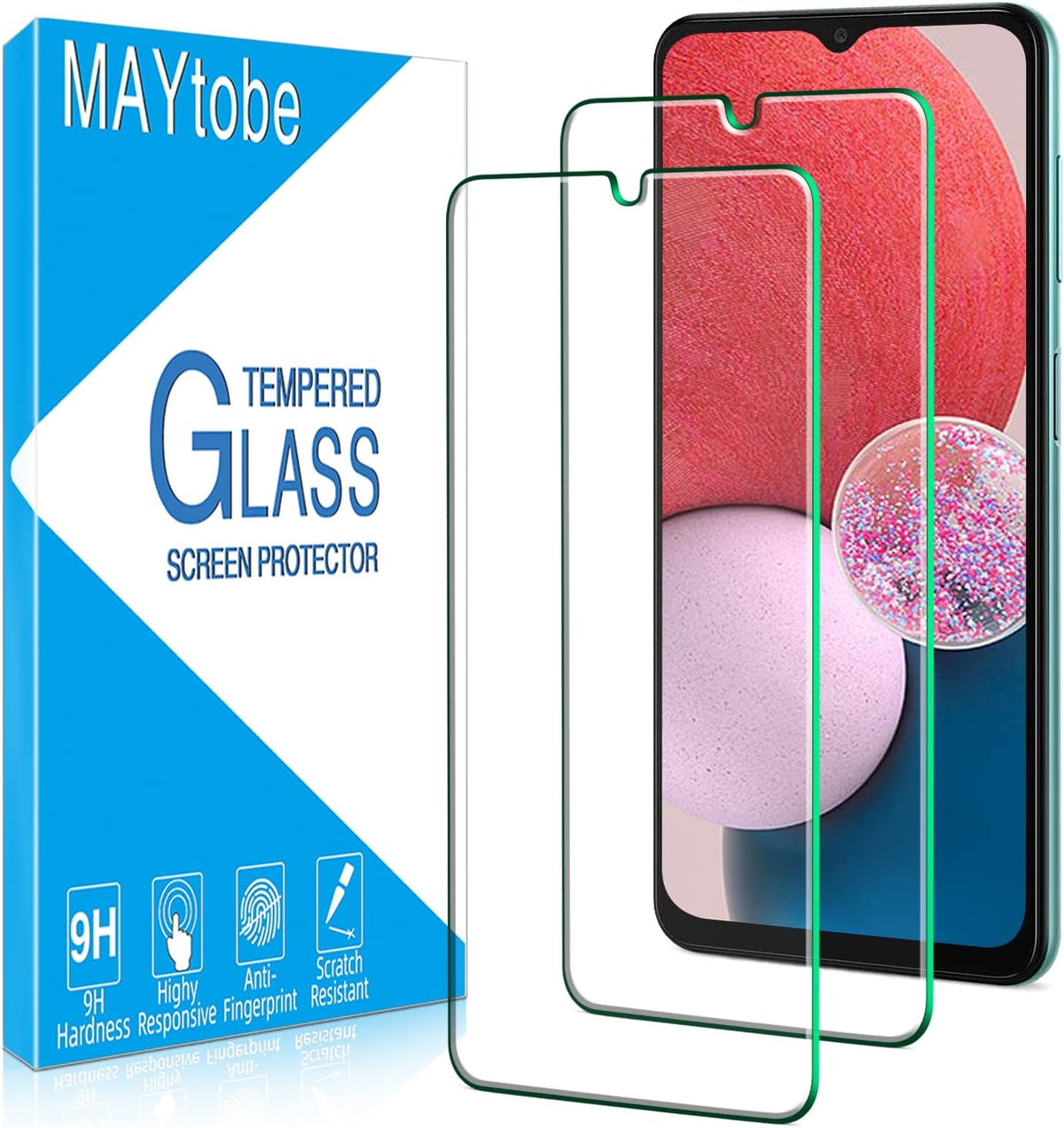 MAYtobe [2 Pack] Tempered Glass Screen Protector for Samsung Galaxy A13 5G, Case Friendly, Bubble Free, Easy Install