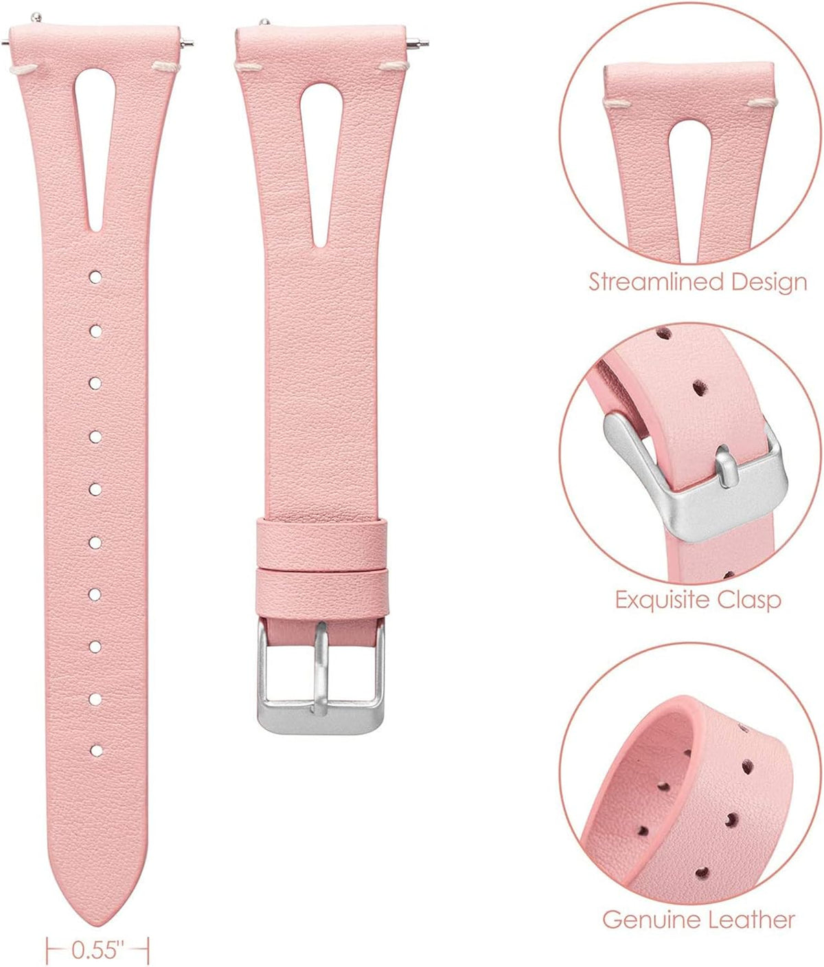 Aolon Curve Smart Watch Bands Compatible, Slim Vintage Leather Strap Replacement for 2.01" Smart Watch