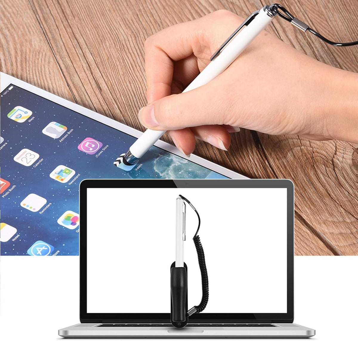 Stylus Pen with Tethers, Universal Capacitive Touch Pen Replacement for Mobile Phones and Tablets