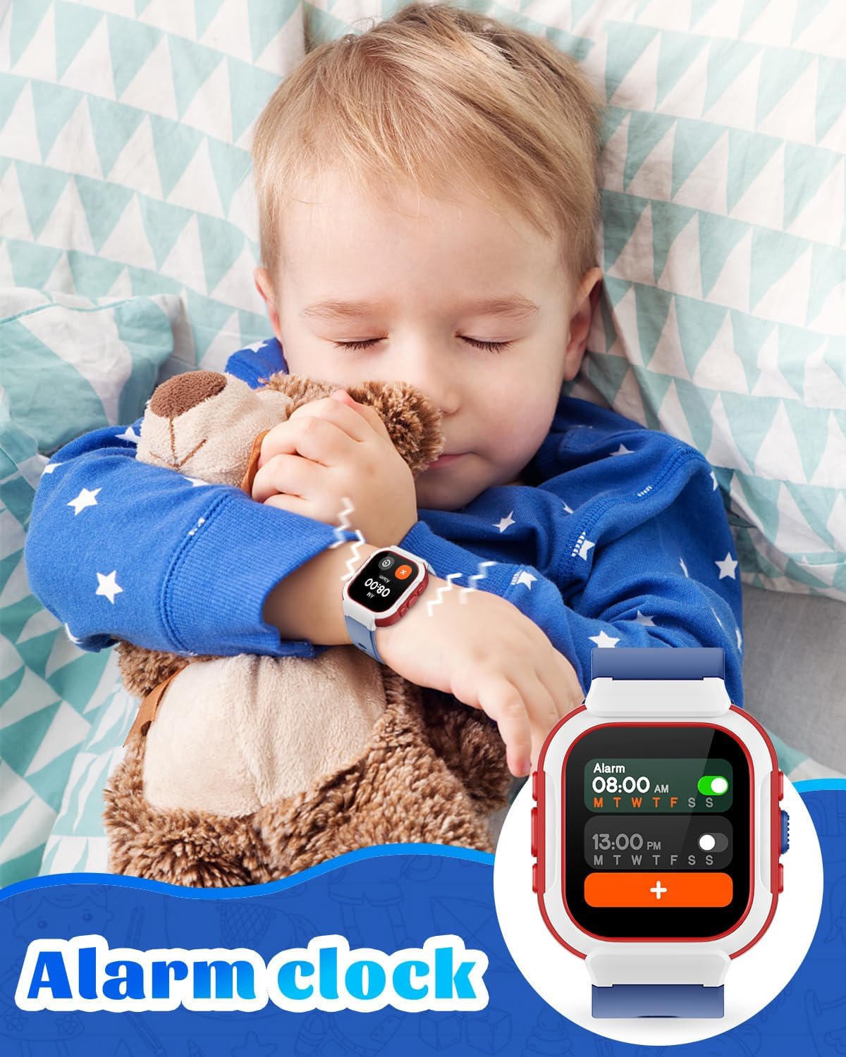 Smart Watch for Kids Girls Boys, Fitness Tracker with Pedometer, Heart Rate Monitor, IP68 Waterproof, Blue