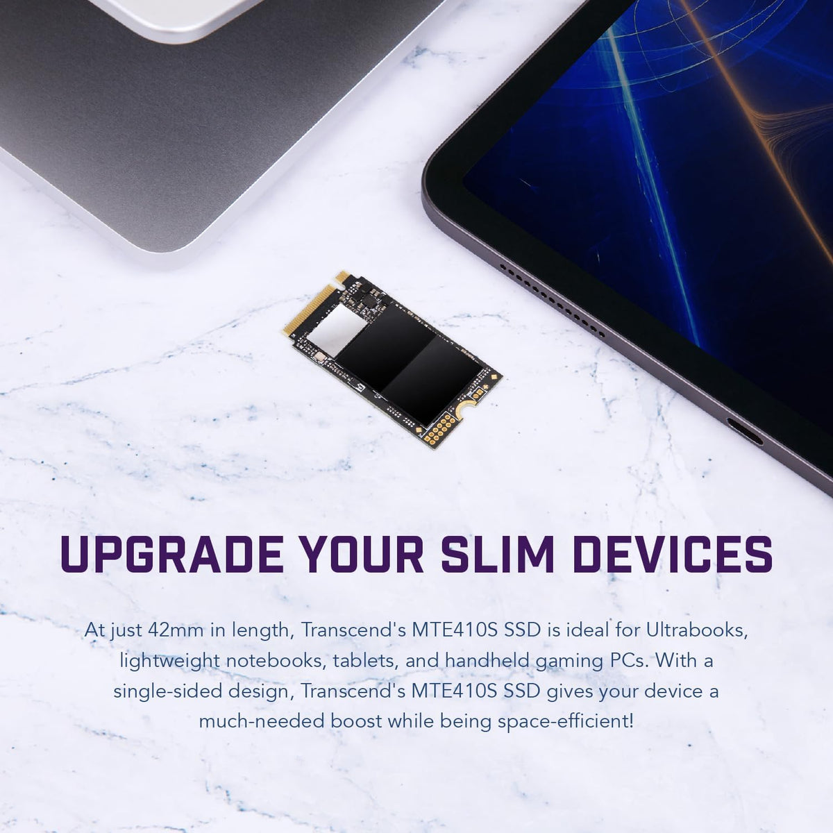 Transcend 2TB M.2 2242 SSD, Up to 5000MB/s, PCIe Gen4x4 NVMe 3D TLC, for Ultra-Thin Laptops, Lenovo Legion Go, Yoga Gen 6, ASUS ExpertBook, ZenBook, Mini PC, DRAM-Less Design for Low Power Consumption