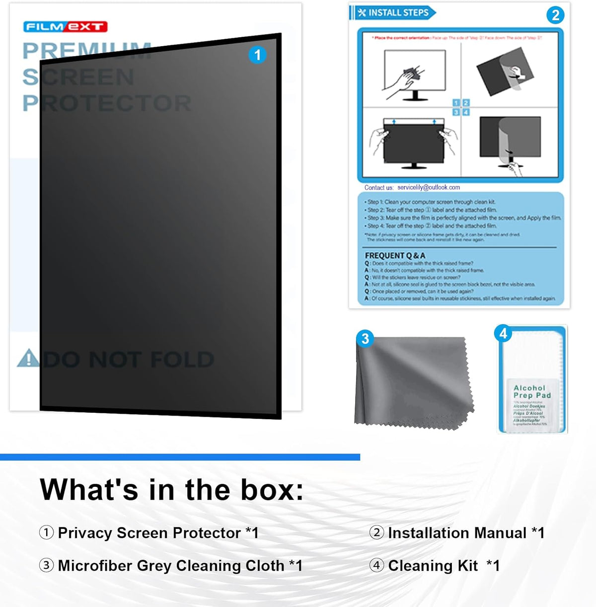 FILMEXT [2023 Upgrade Computer Privacy Screen Shield for 23 inch 16:9 Frameless Monitor, Anti Spy Blue Light Filter, Bubble Free, Easy On/Off Screen Protector for Computer Monitor