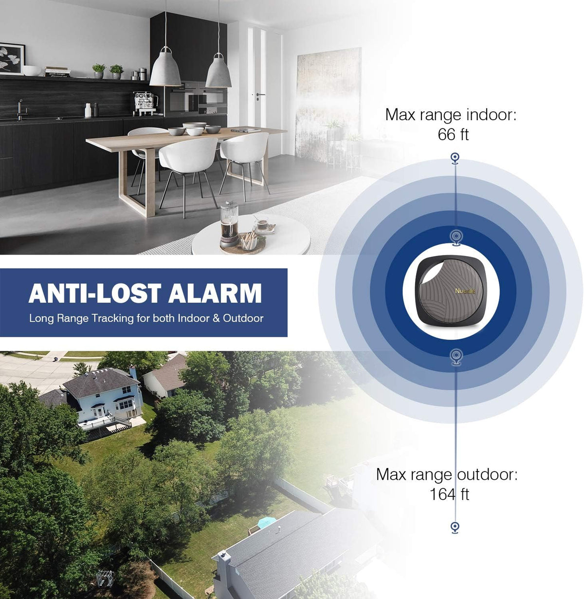 Focus Key Finder Smart Tracker, Anti-Lost Alarm Item Locator, Wireless Bluetooth Tracking Device, Black, 1 Pack