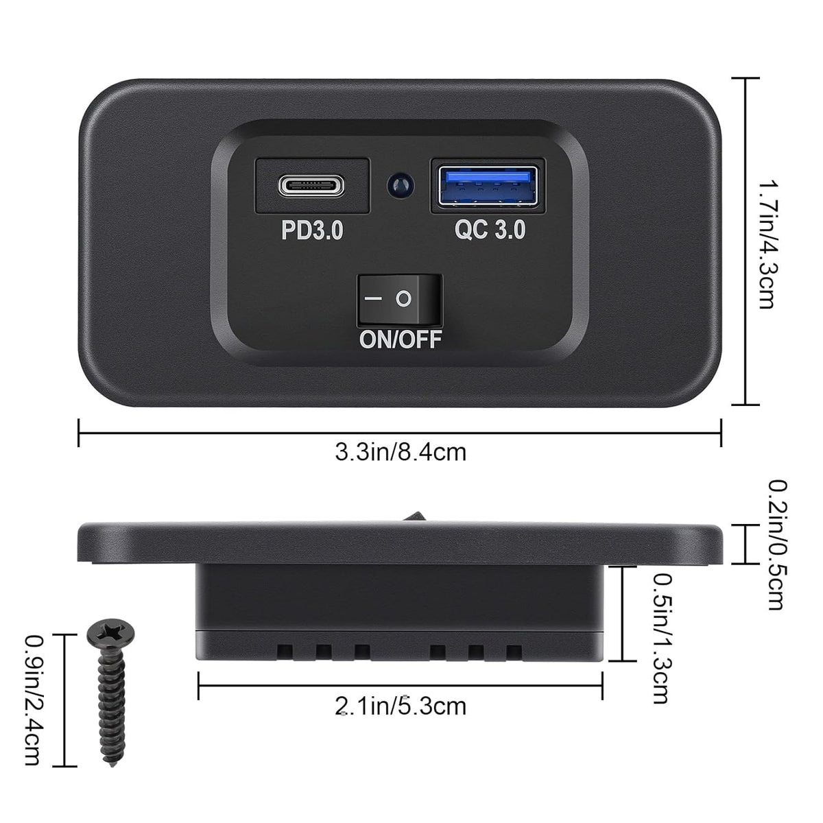 Linkstyle 12V USB Outlet, 36W QC3.0 USB-A & 30W PD3.0 USB-C Charger Socket with Blue Indicator for Marine Trunk