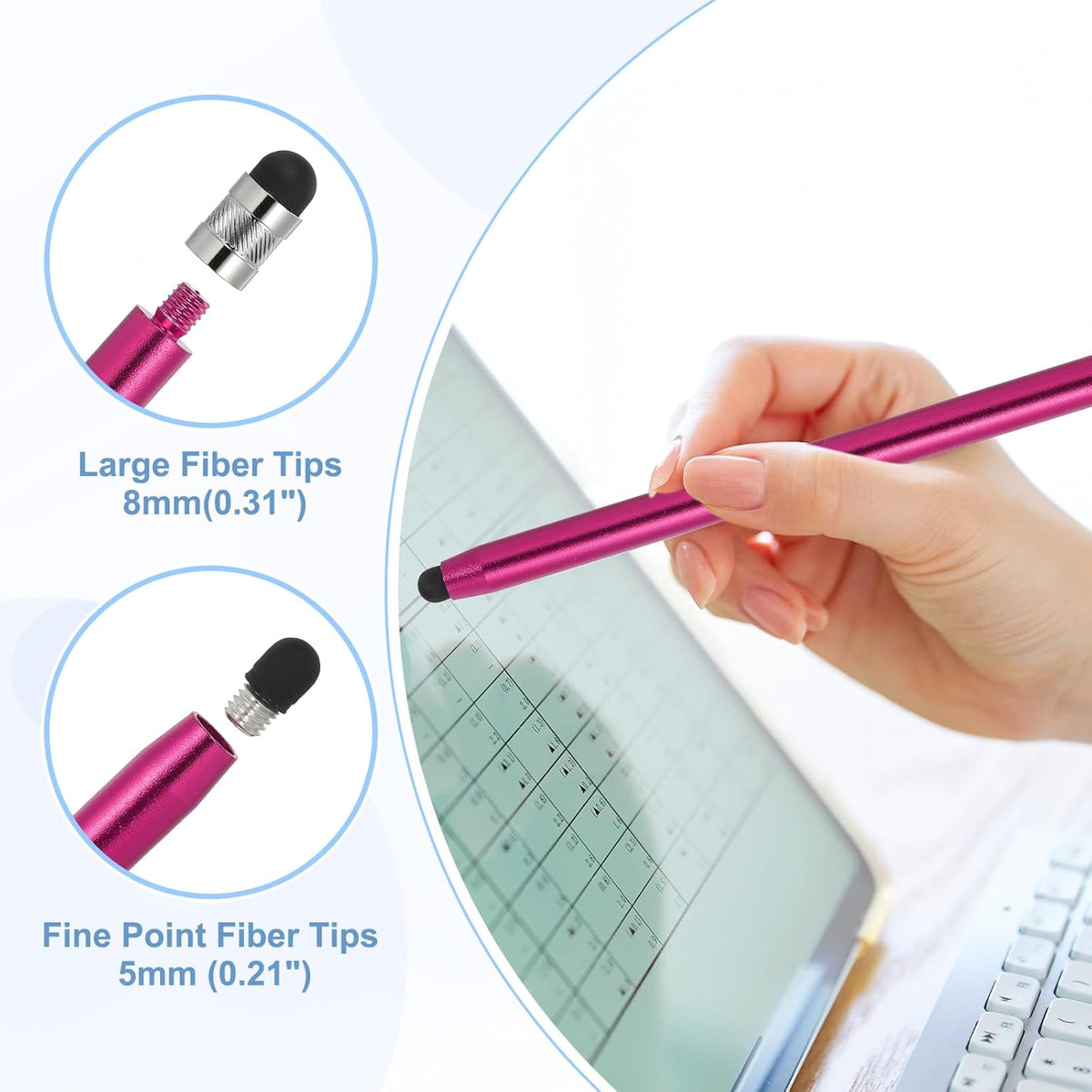 PATIKIL 5 Pcs Stylus Pens for Touch Screen, 2 in 1 High Sensitivity Universal Pen Capacitive Stylus for Phone Tablets Laptop Touch Screen Devices, Red