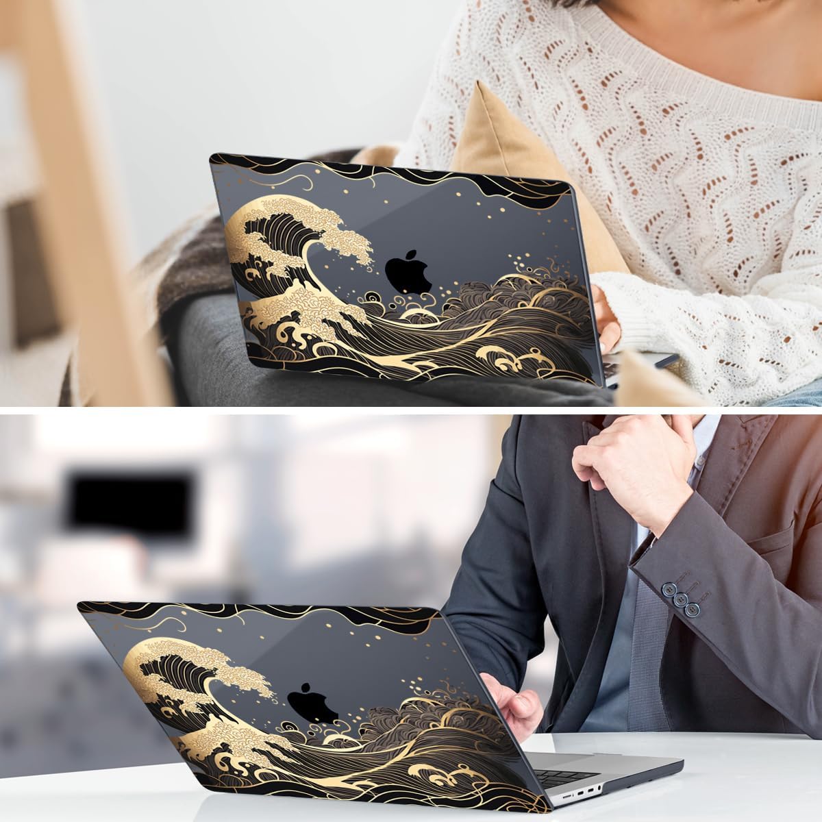 DONGKE for M4 MacBook Pro 16 Inch Case 2024 2023 2021 A3403 A3186 M3 A2991 M2 A2780 M1 A2485 Pro/Max Chip, Plastic Hard Shell Case & Keyboard Cover for Mac Pro 16 with Touch ID, Golden Wave