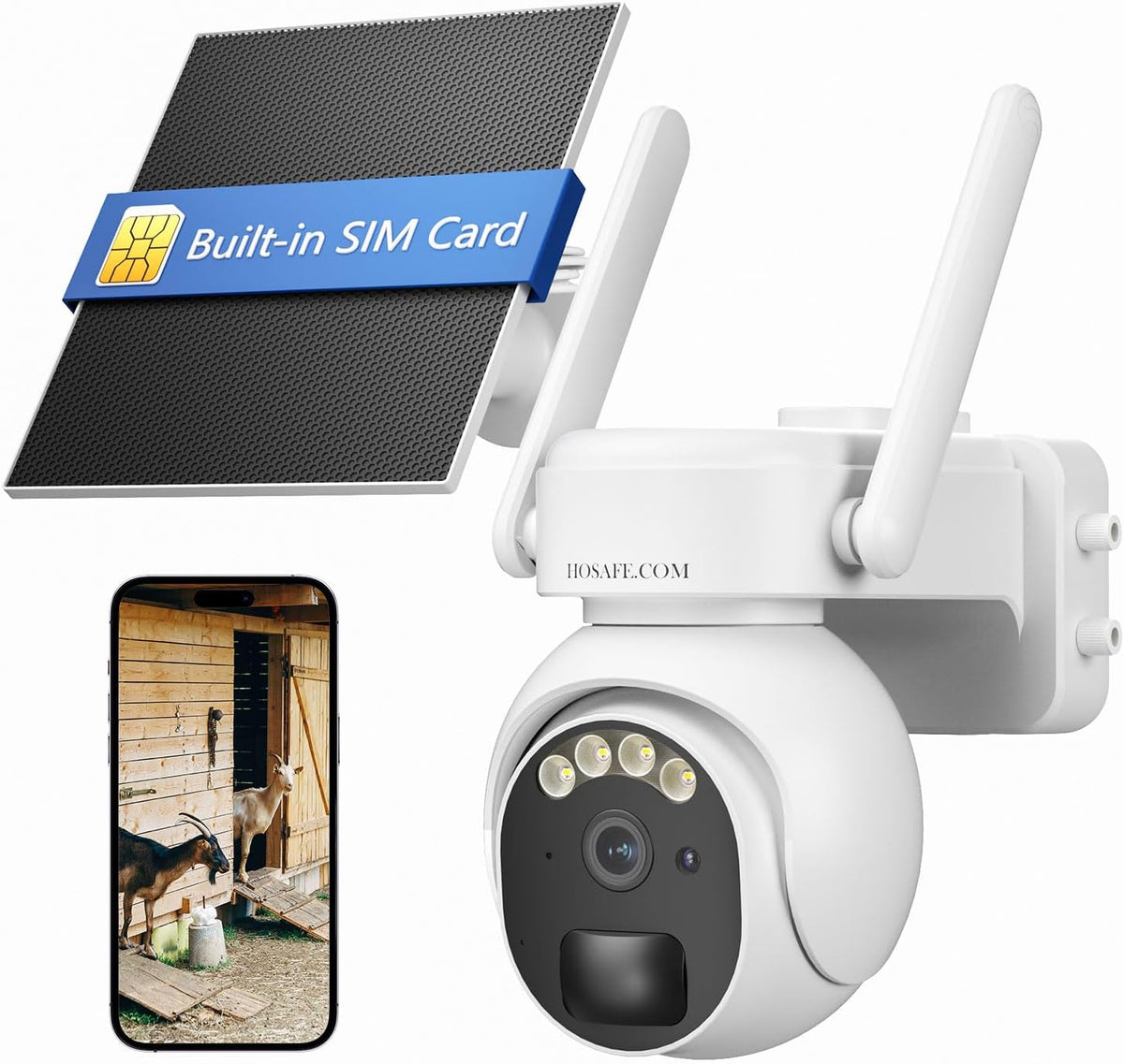 HOSAFE.COM 4G 360 2K 2-Way LTE Security Camera No Internet Needed, PTZ Outdoor Camera, Solar Camera Outdoor Wireless