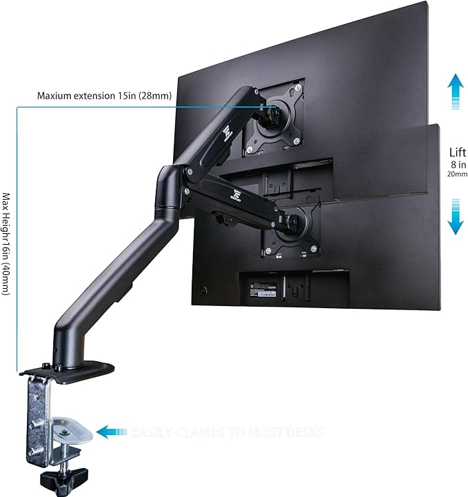 Lenovo ThinkVision 22 FHD IPS Monitor with 4ms Response Time Anti-Glare VESA Mount (100 x 100mm) Adjustable Height Tilt Swivel Pivot HDMI w/DKZ Hub &amp ErgoFlexy Single Mount Arm