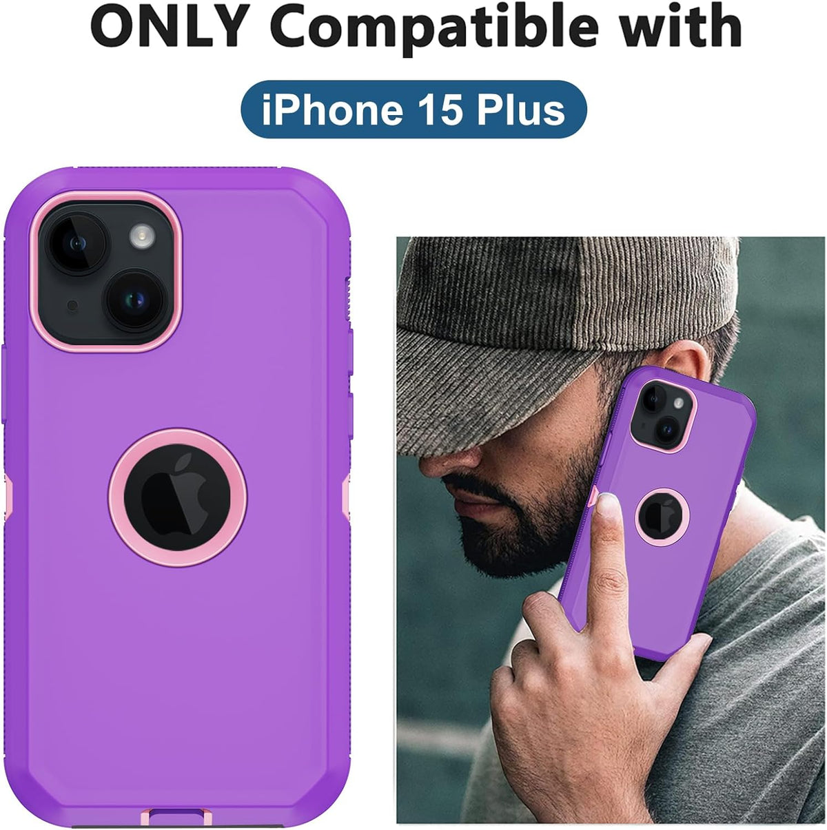 Shop iPhone 15 Plus Case - Heavy Duty, Full Body Rugged, Built-in Screen Protector, Shockproof, Dustproof, 6.7”