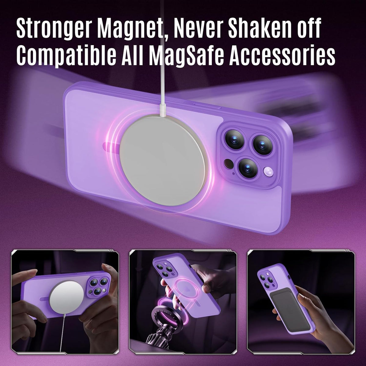 Designed for iPhone 12 Pro Max Case, Compatible with MagSafe, with Privacy Screen Protectors X2, [Camera Protection] [15FT Military Drop Protection] Shockproof Phone Case, 6.7", Light Purple