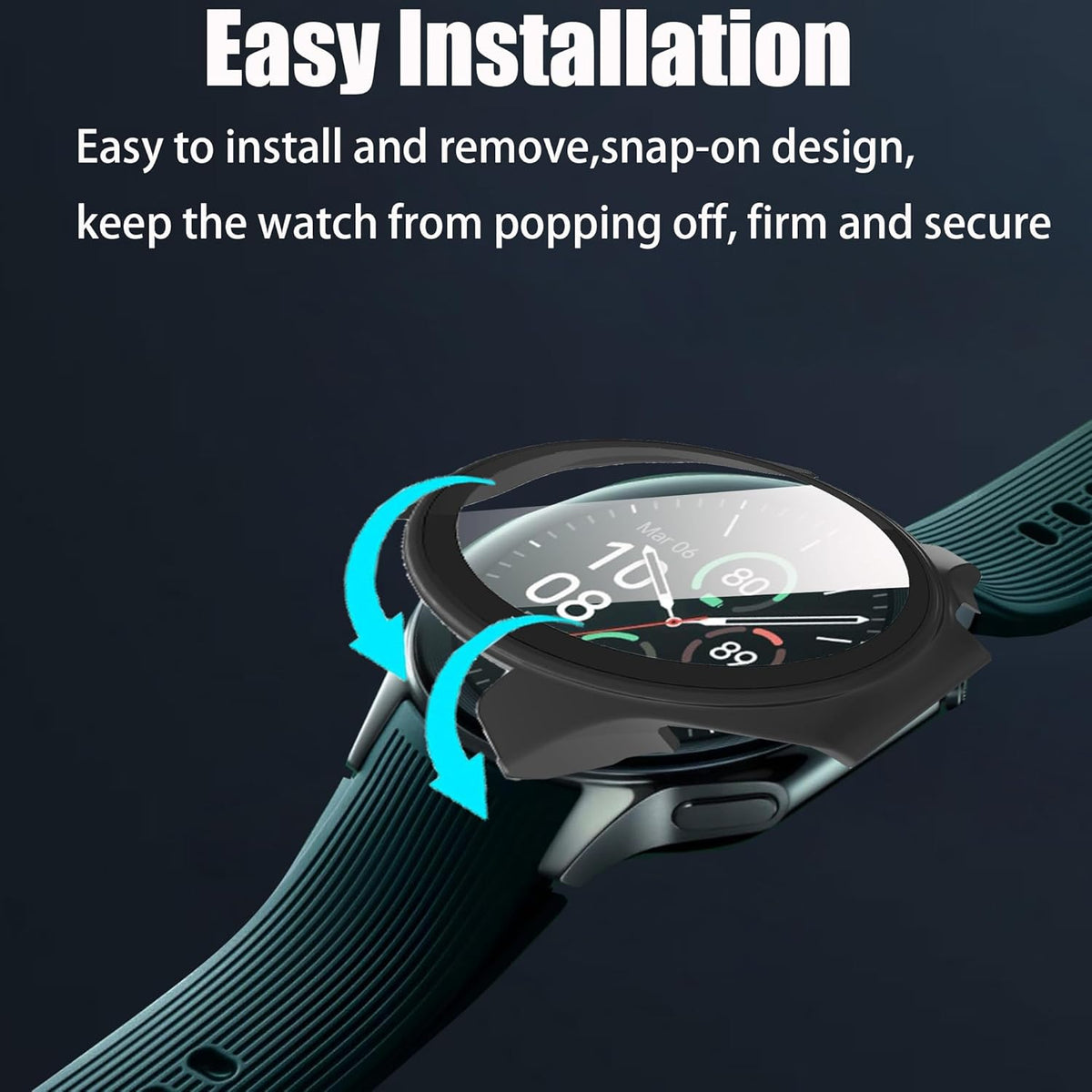 Lamshaw Hard PC Case for OnePlus Watch 2 with Screen Protector, Compatible Smartwatch Case (Black)