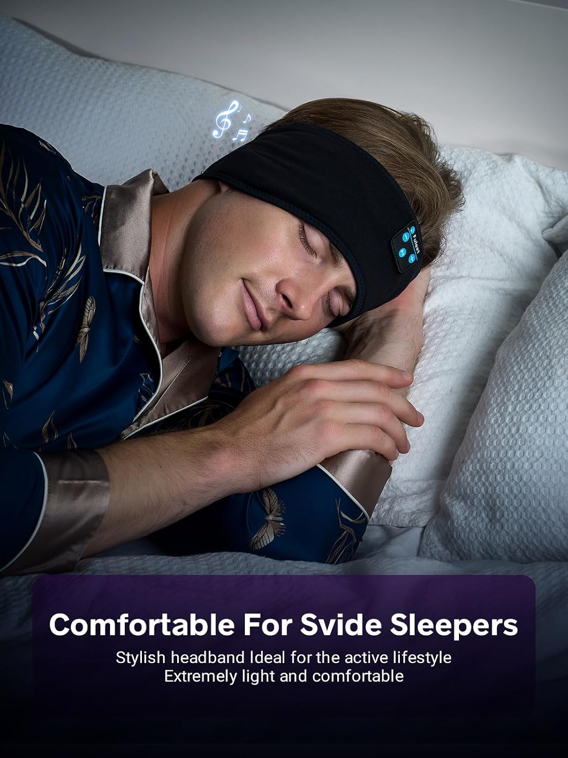 Bluetooth Sleep Headphones with Soft Eye Mask for Side Sleepers - Ideal for Travel, Yoga, Sports, and Housework.