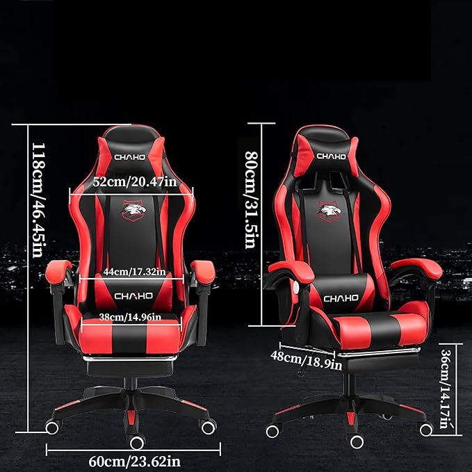 Gaming ChairGamer Chair for AdultsBig and Tall Gaming Chair 200lb CapacityGaming Chairs for TeensGaming Computer Chair with Headrest and Lumbar Support (RedV-Style)