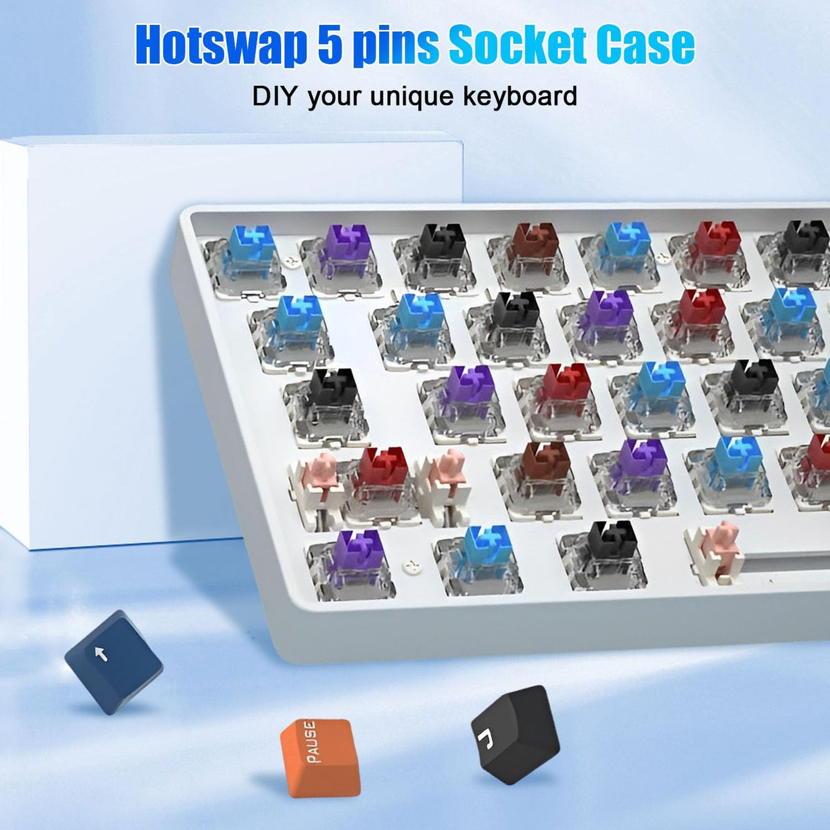 FKZ TESTER68 65% Mechanical Keyboard Kit, Wireless Bluetooth 5.0/2.4G Receiver Modes, Hotswap Switch Socket (White)