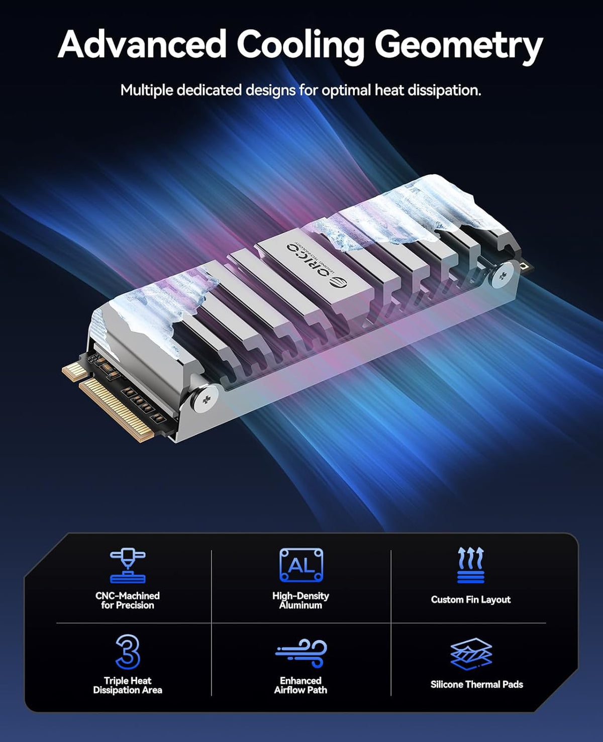 ORICO OS5 2TB M.2 SSD for PS5 Storage Expansion, M.2 PCIe 4.0 NVMe Gaming SSD with TLC NAND, 7450MB/s Read, Pre-Installed Heatsink Designed for PS5 Airflow, Ready for Direct Installation