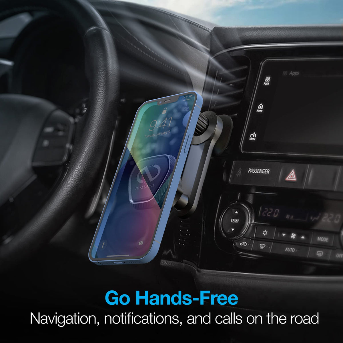 Naztech MagBuddy Elite 360 Magnetic Phone Holder for Car - Magnetic Phone Mount for Car for Dashboard & Air Vent with Universal Hook and Rotatable Arm