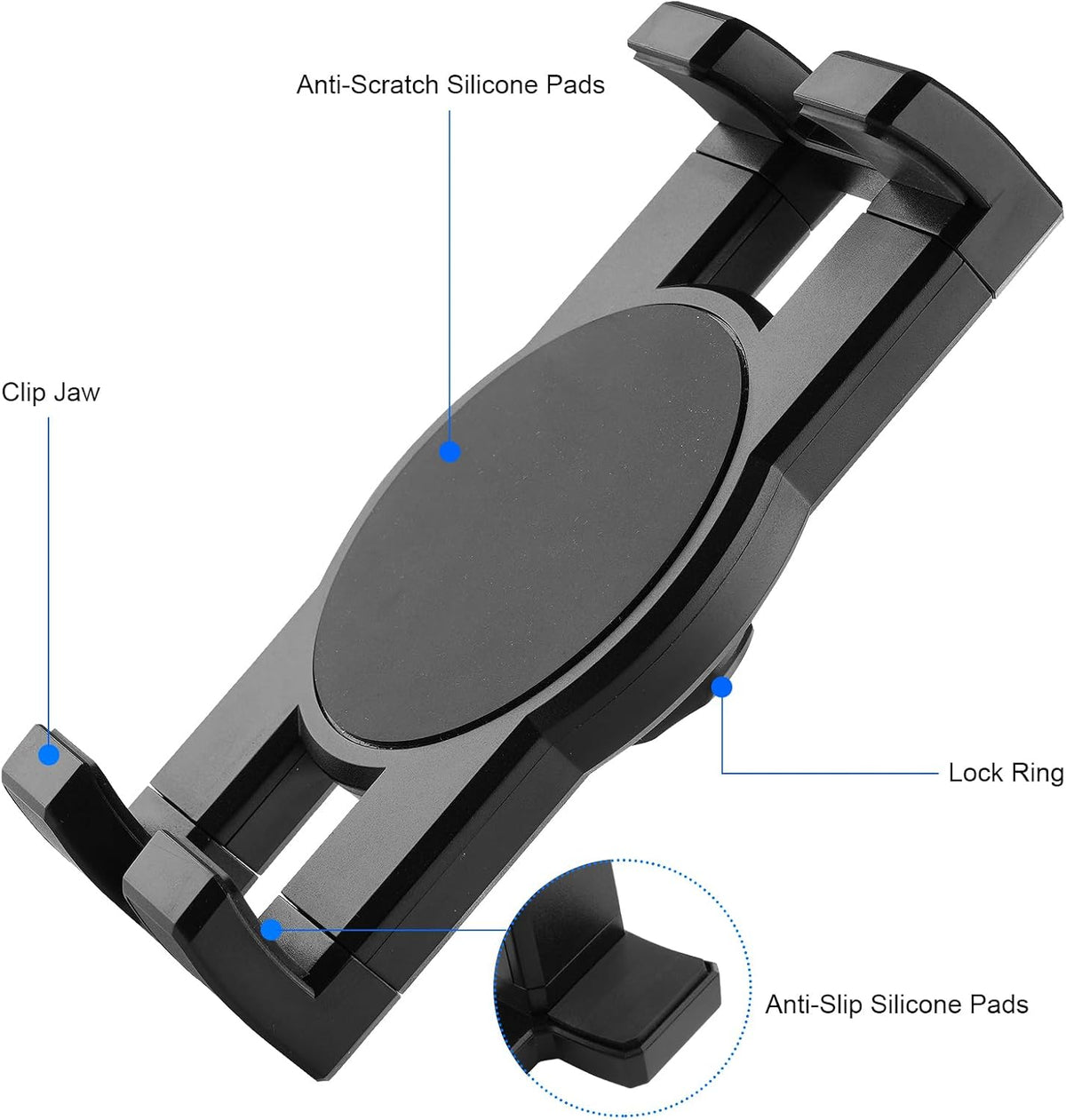 Boat Helm Tablet Holder, Marine Boat Handle Bar Pole Mount, 360°Rotation Clamp Non-Slip Aluminum Alloy Mount,Compatible with 4.7~12.9" iPad/Nexus/LG G Pads/e-Reader/iPhone