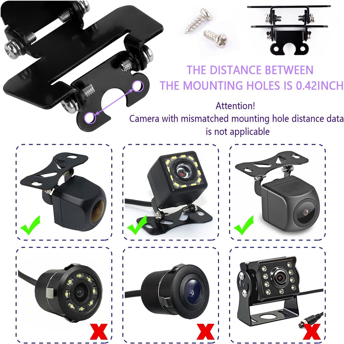 IHOTDER Universal Dash Cam Mount Bracket for Rear Camera Holder Rear Window Bracket Compatible with Most Car Rear