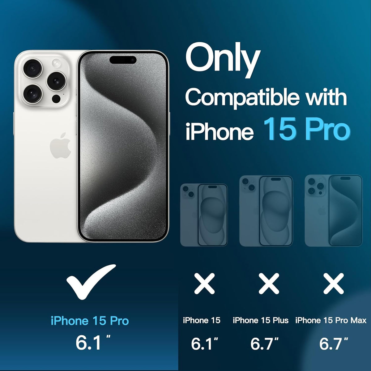 JETech Full Coverage Screen Protector for iPhone 15 Pro 6.1-Inch, Bubble-Free Tempered Glass Film, 2-Pack