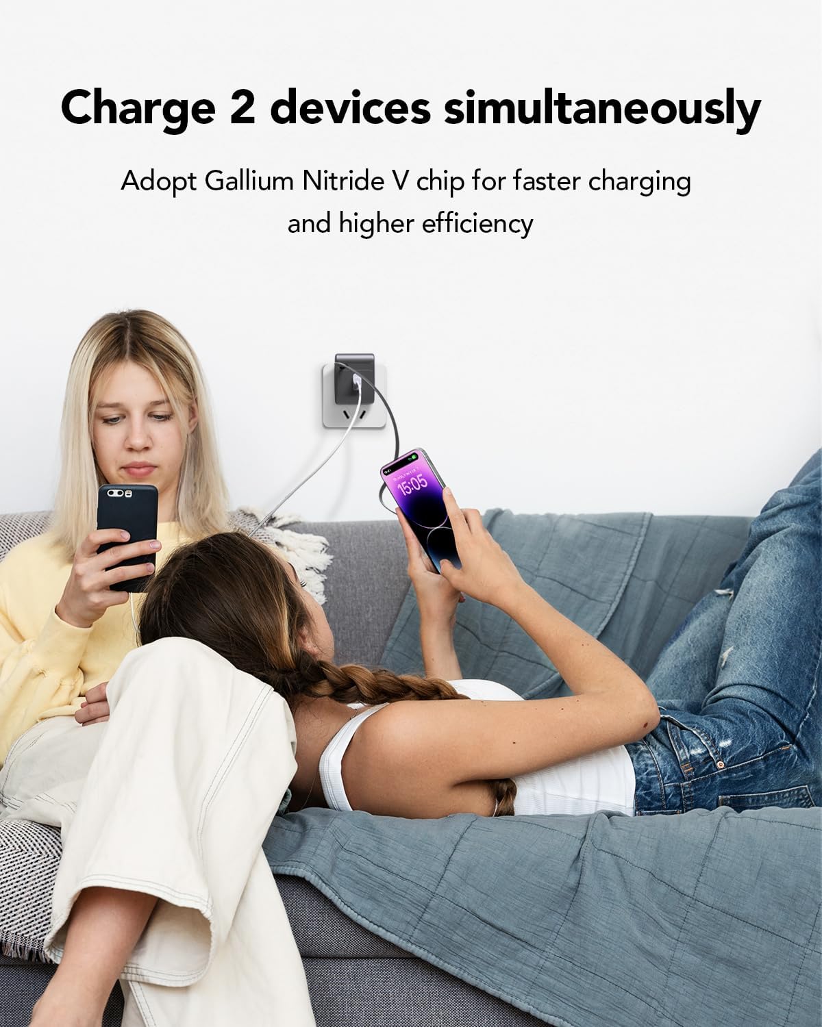 Retractable Wall Charger Block for iPhone, 35W PD Fast Charger with Retractable Lightning Cable and USB Port for iPhone