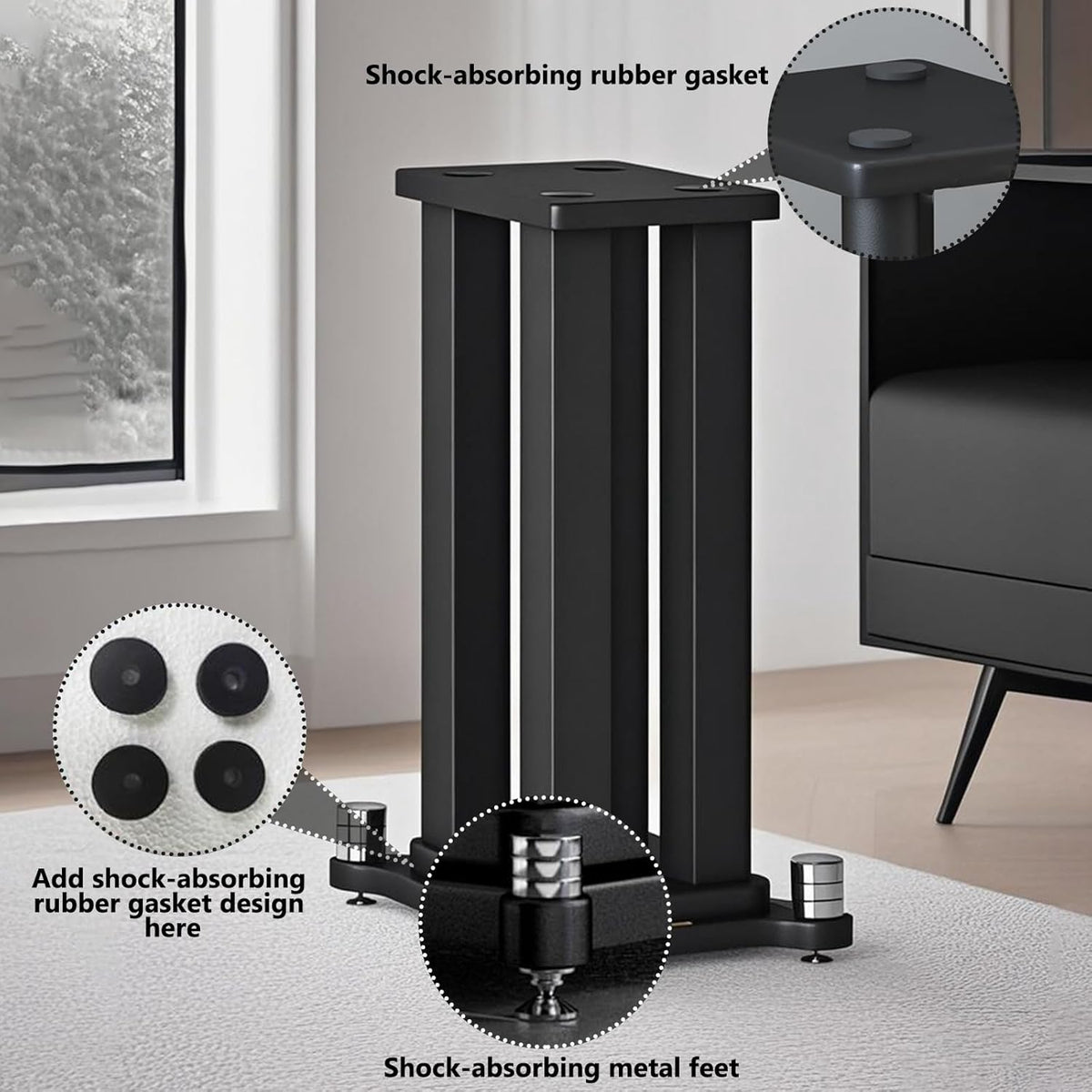 A Pair of Speaker Stands, Bookshelf Speaker Stand Steel Frame Support for Speakers up to 40 kg, Vibration-Absorbing MDF Design, Universal Speaker Stand Improves Sound Quality (30cm/11.8in)