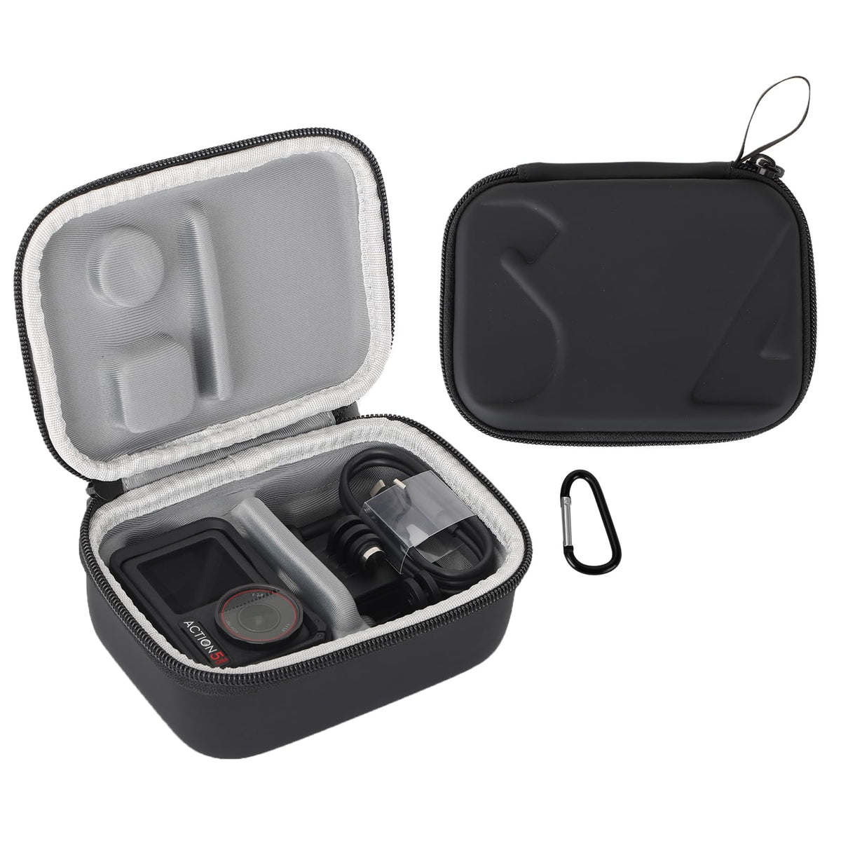 FSIDIWT Carrying Case for DJI Osmo Action 5 Pro/4/3, Portable PU Storage Travel Bag for DJI Osmo Action 5 Pro/4/3 Accessories (Black)