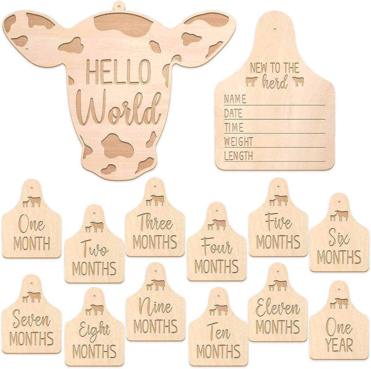 Huray Rayho Cow Baby Monthly Milestone Cards Western Wooden Cow Print Baby Milestone Signs, Baby Stuff, Newborn
