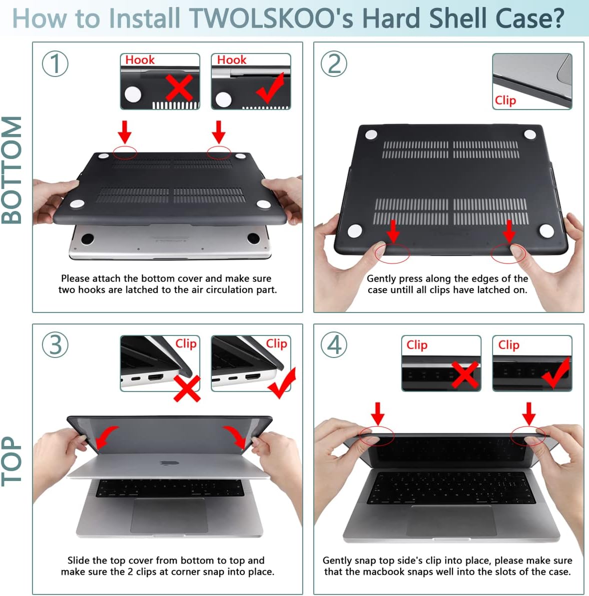 TWOLSKOO Compatible with MacBook Pro 14 inch Case 2023 2022 2021 Release M2 A2779 M1 A2442 with Touch ID, Hard Shell