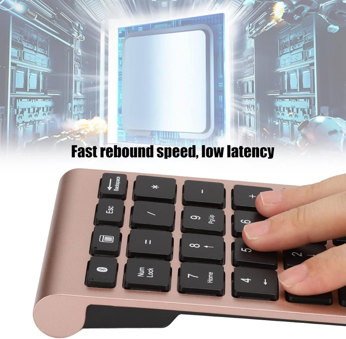 22 Keys Numeric Keypad, Portable Wireless Mini Keyboard Compatible with Bluetooth 5.0 for Laptop/Desktop (Rose Gold)