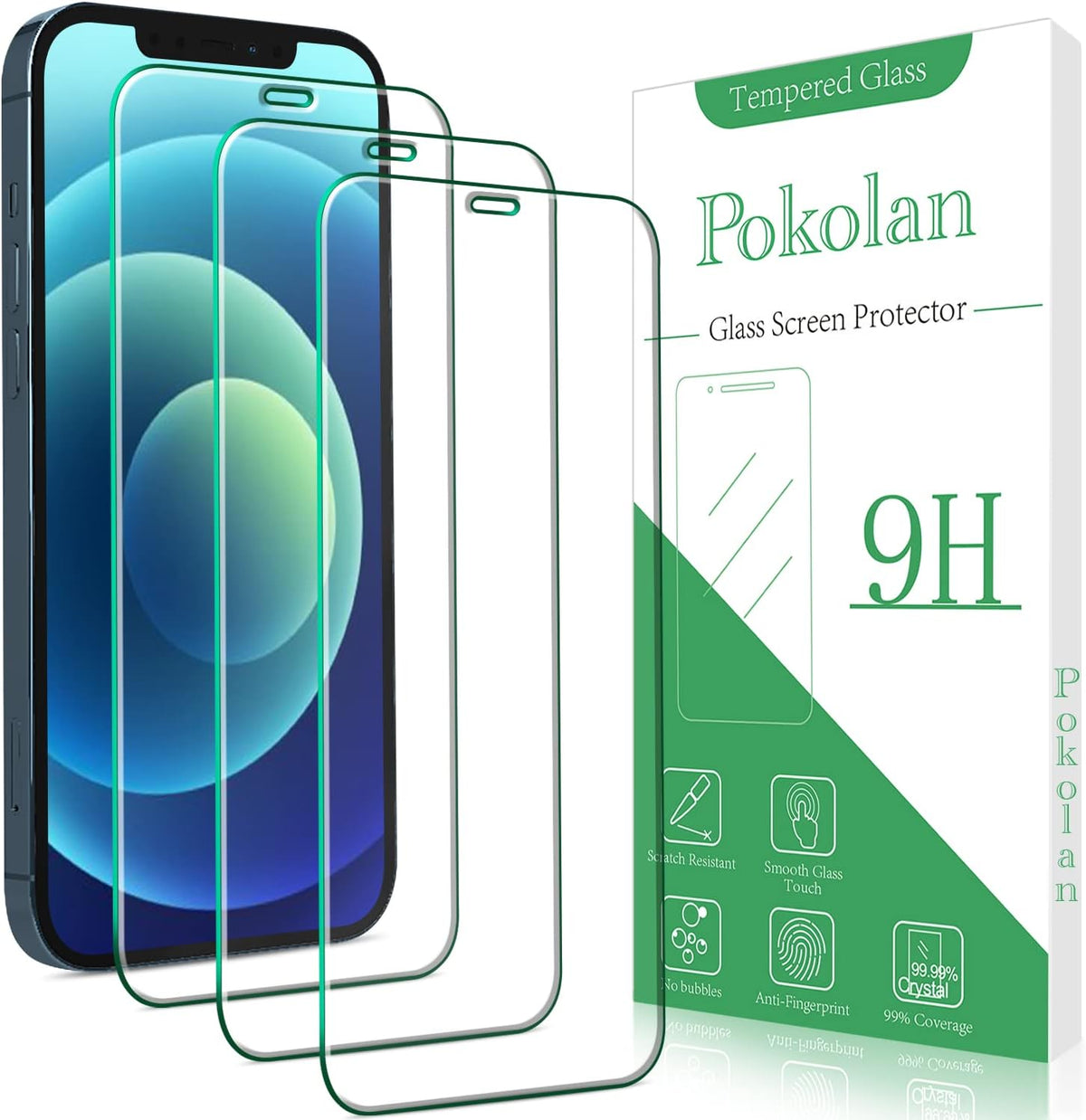 Pokolan [3-Pack] Screen Protector for iPhone 12 Mini, Tempered Glass, 9H Hardness, Bubble Free, Case Friendly