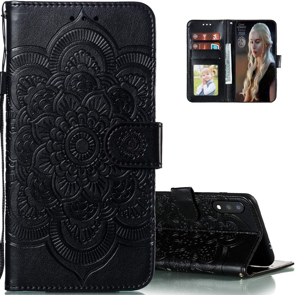 Samsung Galaxy A01 Case Flip Premium Wallet Phone Case, PU Leather Mandala Embossed, Shockproof Cover