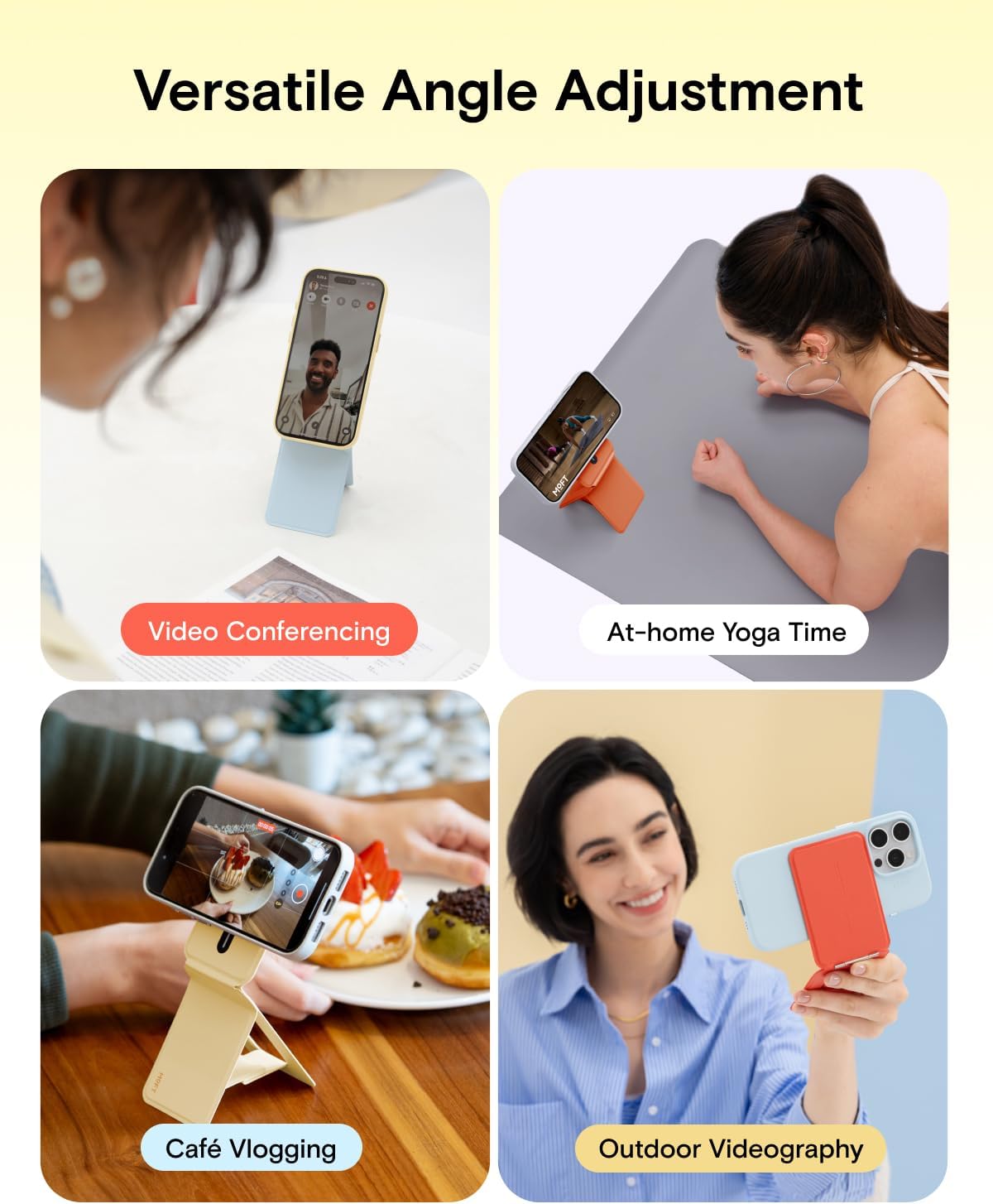 MOFT Phone Tripod Stand Selfie Stick for iPhone, Multi-Angles iPhone Stand, Lightweight & Portable Phone Holder, Strong Magnets, MOVAS Vegan Leather, Travel Essentials,Soothing Mist(Without Card Slot)