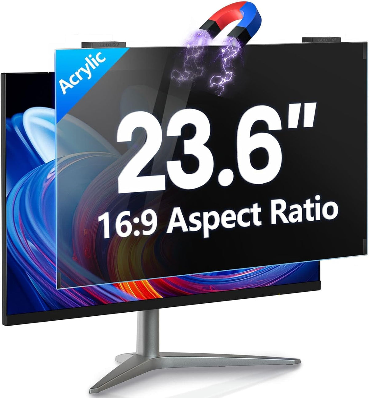 Magnetic Computer Privacy Screen 23.6 inch, Hanging Privacy Screen for Computer Monitor for 16:9 Frameless Monitor, Acrylic Eye Protection Anti Glare Blue Light Computer Screen Privacy Filter