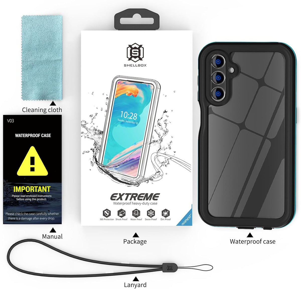 Samsung Galaxy A15 5G Phone Case, Waterproof IP68 Certified Dustproof Shockproof with Built-in Screen Protector, Blue