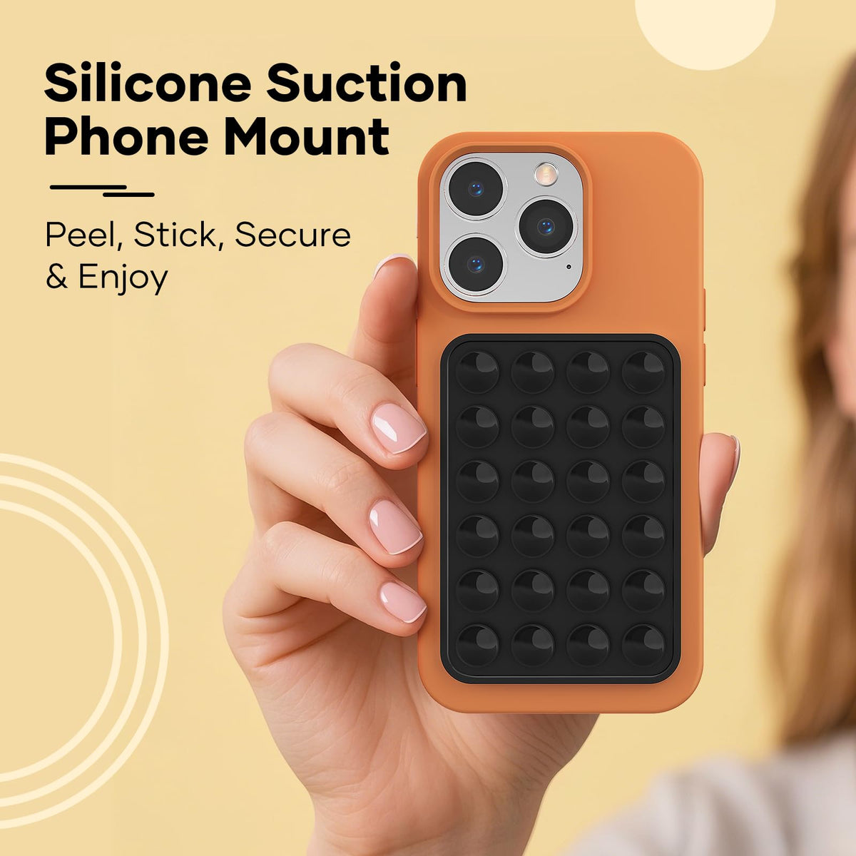 Silicone Phone Sticky Grip, Suction Phone Case Mount for iPhone and Android, Hands-Free Sticky Cell Phone Grip, Mobile Fidget Mirror Holder