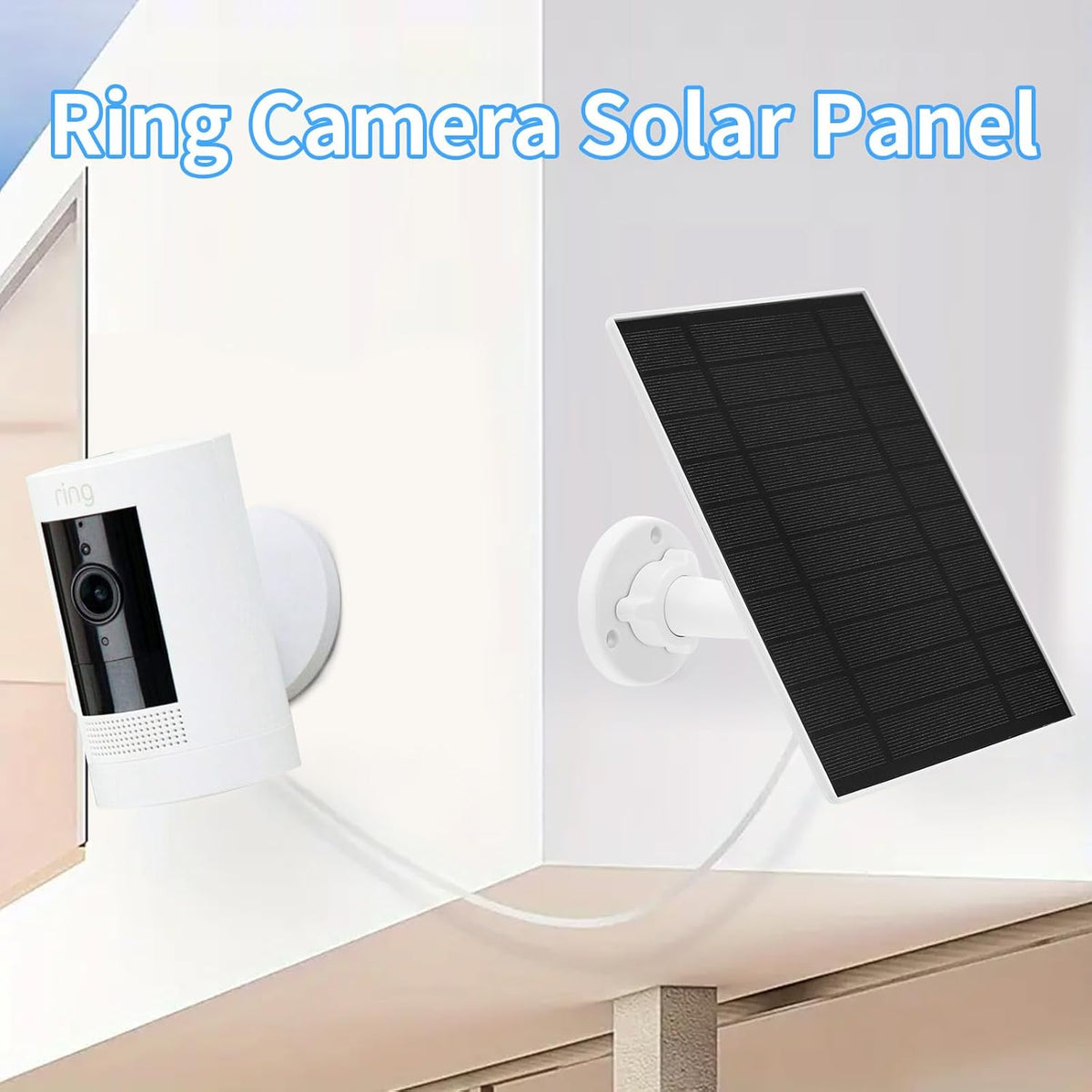 Solar Panel Charger for Ring Stick Up Cam, Stick Up Cam Pro, Ring Spotlight Cam Plus/Pro, 6W5V Fast Charging (1Pack)