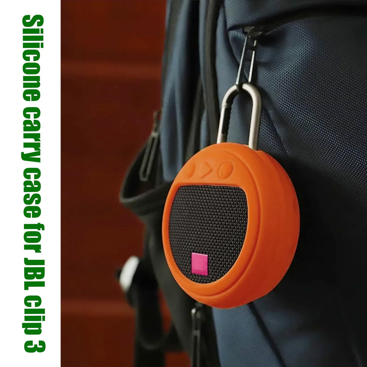 NSHOLSTAME Silicone Case Compatible with Clip 3 Speaker,Carrying Case for Clip 3 Waterproof Portable Speaker (Orange)