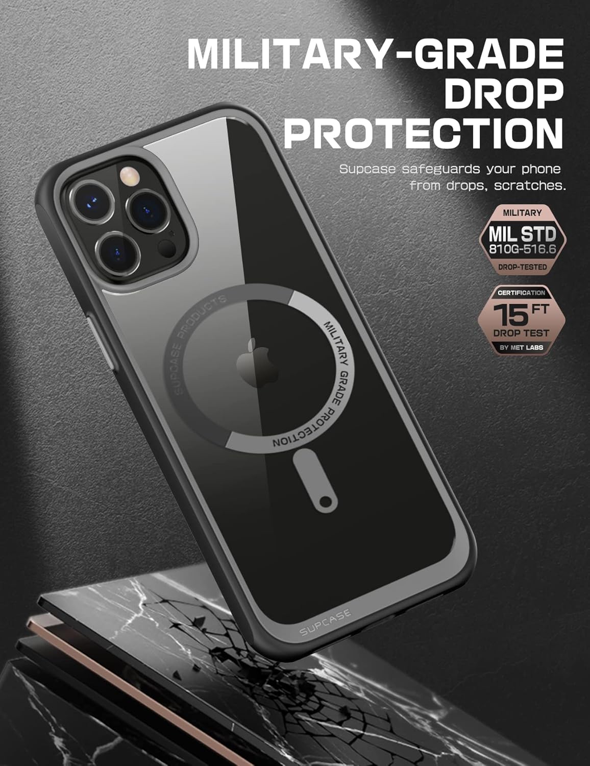 SUPCASE Black iPhone 13 Pro Max Case (Unicorn Beetle Mag), Compatible with MagSafe, Military-Grade Protection, Slim