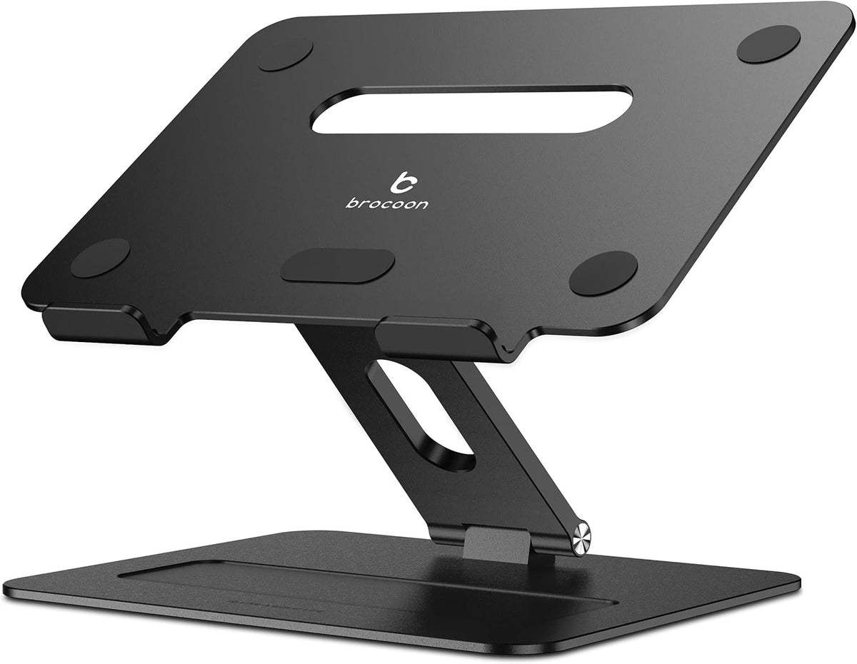 Laptop Stand | Adjustable Ergonomic Riser for Desk, Aluminum Computer Holder with Heat Vent, Fits 10–17" Laptops, Dark Black