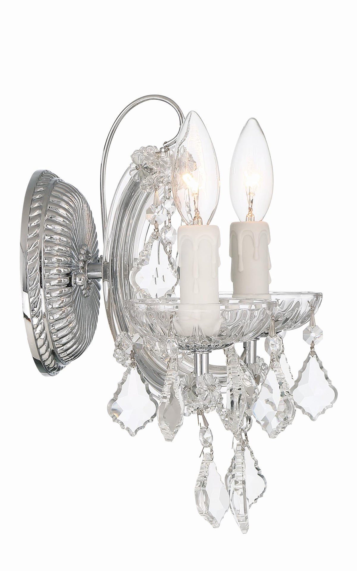 Crystorama Maria Theresa 2 Light Clear Italian Crystal Polished Chrome Sconce