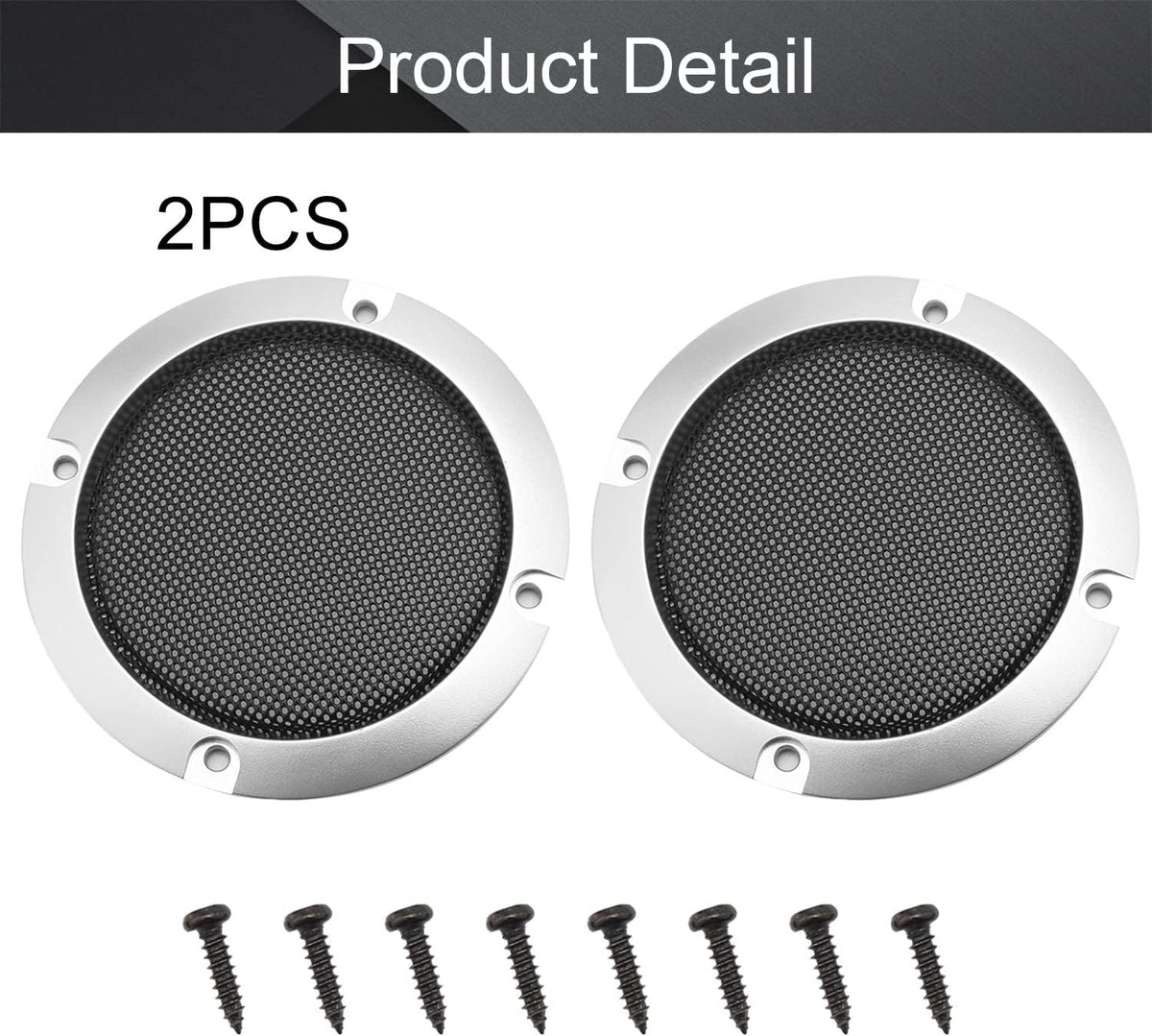Fielect 2 Pcs 4" Speaker Grill Mesh - Decorative Circle Woofer Guard Protector Cover with 8 Screws (Silver)