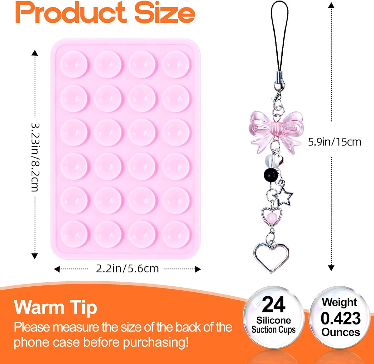 2 Pack Silicone Suction Phone Case Adhesive Mount, Anti-Slip Hands-Free Holder, Sticky Grip for iPhone & Android