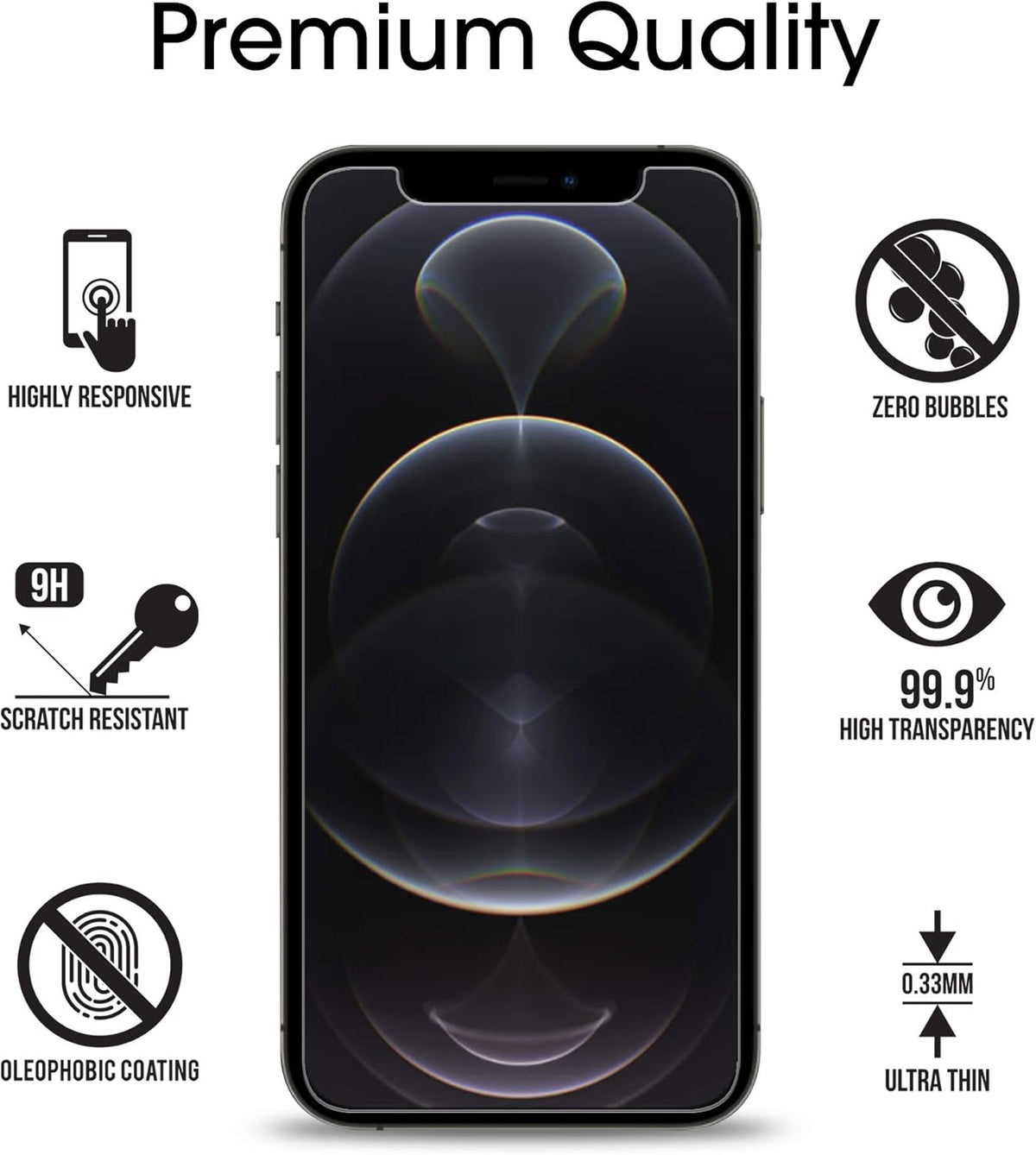 amFilm Tempered Glass Screen Protector for iPhone 12 Pro Max 6.7" (2020) - 3 Pack with Easy Installation Tray